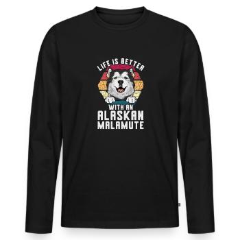 Alaskan Malamute Dog - Men's Premium Organic Long Sleeve Shirt - black - Front - Nico (187cm)