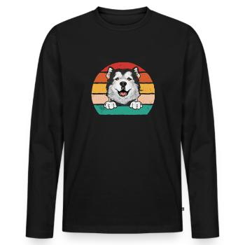 Alaskan Malamute Dog - Men's Premium Organic Long Sleeve Shirt - black - Front - Nico (187cm)