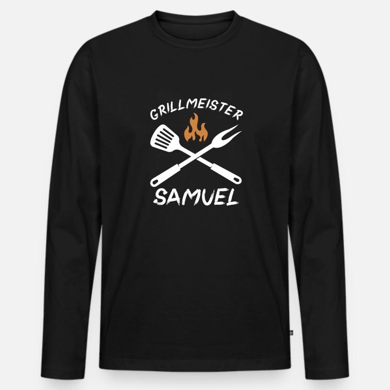 Grillmeister Samuel - Männer Premium Bio Langarmshirt - Schwarz