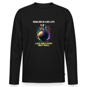 Bowling is like life Happiness is not only - Men's Premium Organic Long Sleeve Shirt - black - Front - Nico (187cm)
