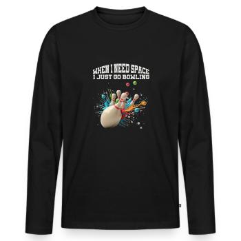 Wenn ich Platz brauche, gehe ich einfach Bowlen Lu - Männer Premium Bio Langarmshirt - Schwarz - Vorne - Nico (187cm)