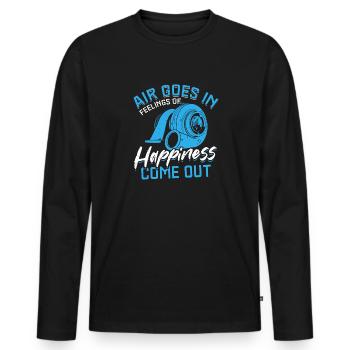 Luft geht rein Glücksgefühle kommen raus! Tuning - Männer Premium Bio Langarmshirt - Schwarz - Vorne - Nico (187cm)