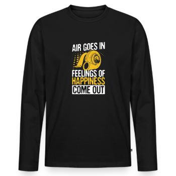 Air goes in Feelings of happiness come out! Tuning - Men's Premium Organic Long Sleeve Shirt - black - Front - Nico (187cm)