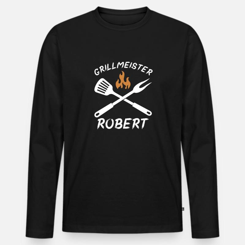 Grillmeister Robert - Männer Premium Bio Langarmshirt - Schwarz