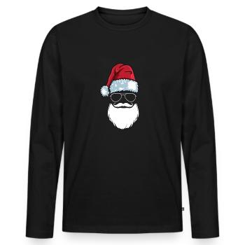 Père Noël Bonnet Lunettes de soleil Bart Santa - T-shirt manches longues Premium bio Homme - noir - Devant - Nico (187cm)