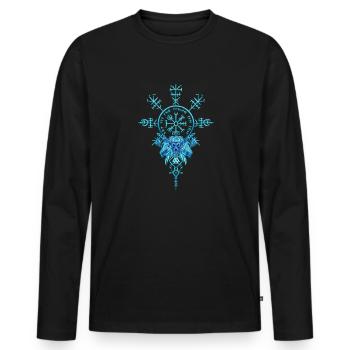Keltischer Vikinger Vegvisir Kompass Wikinger - Männer Premium Bio Langarmshirt - Schwarz - Vorne - Nico (187cm)