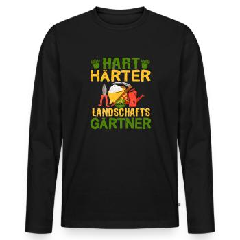 Hart Härter Landschaftsgärtner | Gartenarbeit - Männer Premium Bio Langarmshirt - Schwarz - Vorne - Nico (187cm)