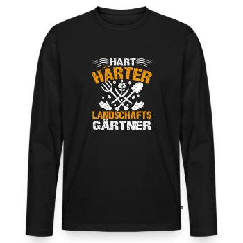 Hart Härter Landschaftsgärtner | Gartenbau - Männer Premium Bio Langarmshirt - Schwarz - Vorne - Nico (187cm)