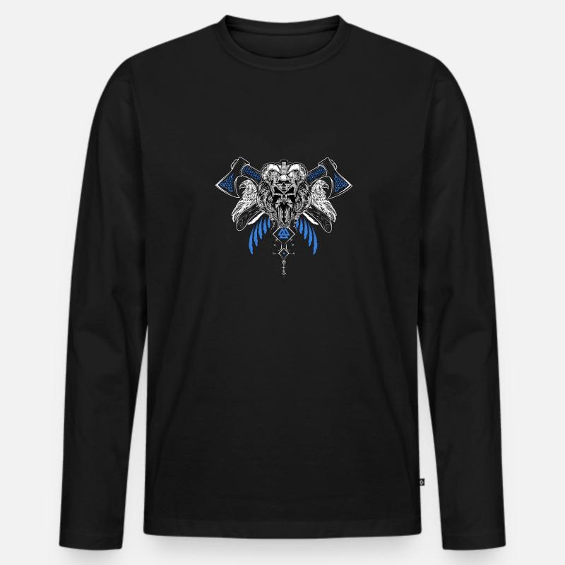Keltischer Vikinger Vegvisir Kompass Wikinger - Männer Premium Bio Langarmshirt - Schwarz