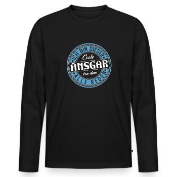 Ansgar Geschenkidee Geschenk Geburtstag - Männer Premium Bio Langarmshirt - Schwarz - Vorne - Nico (187cm)