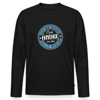 Andre Geschenkidee Geschenk Geburtstag - Männer Premium Bio Langarmshirt - Schwarz - Vorne - Nico (187cm)