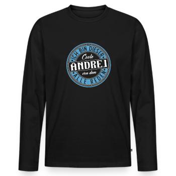 Andrej Geschenkidee Geschenk Geburtstag - Männer Premium Bio Langarmshirt - Schwarz - Vorne - Nico (187cm)