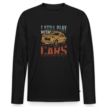 Je joue toujours avec des voitures - PS lovers - T-shirt manches longues Premium bio Homme - noir - Devant - Nico (187cm)