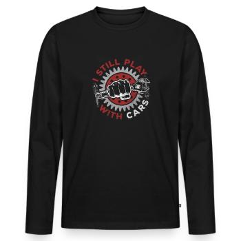Je joue toujours avec des voitures - PS lovers - T-shirt manches longues Premium bio Homme - noir - Devant - Nico (187cm)