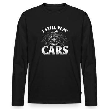 Je joue toujours avec des voitures - PS lovers - T-shirt manches longues Premium bio Homme - noir - Devant - Nico (187cm)