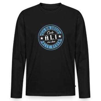 Ali Geschenkidee Geschenk Geburtstag - Männer Premium Bio Langarmshirt - Schwarz - Vorne - Nico (187cm)