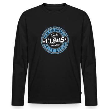 Claas Geschenkidee Geschenk Geburtstag - Männer Premium Bio Langarmshirt - Schwarz - Vorne - Nico (187cm)