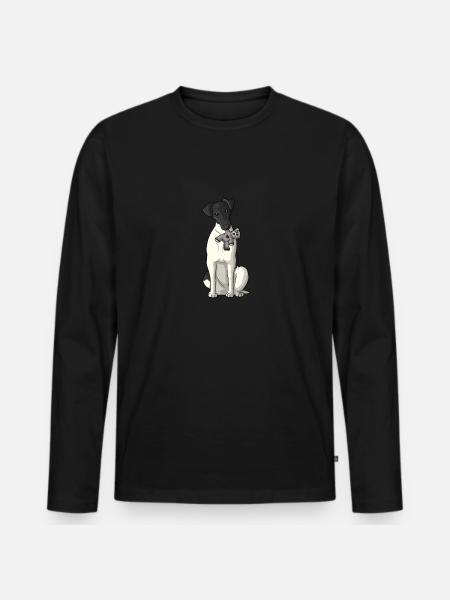 Glatthaar Foxterrier Hund - Männer Premium Bio Langarmshirt - Schwarz