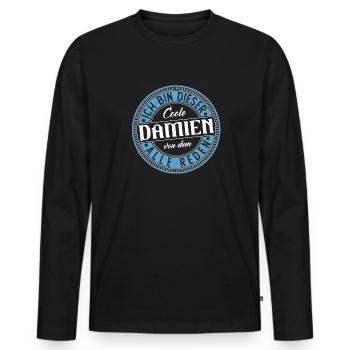 Damien Geschenkidee Geschenk Geburtstag - Männer Premium Bio Langarmshirt - Schwarz - Vorne - Nico (187cm)
