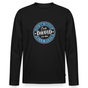 David Geschenkidee Geschenk Geburtstag - Männer Premium Bio Langarmshirt - Schwarz - Vorne - Nico (187cm)