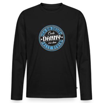 Danny Geschenkidee Geschenk Geburtstag - Männer Premium Bio Langarmshirt - Schwarz - Vorne - Nico (187cm)
