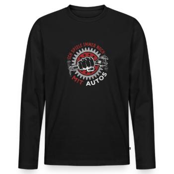 Ich spiele immer noch mit Autos - PS Liebhaber - Männer Premium Bio Langarmshirt - Schwarz - Vorne - Nico (187cm)