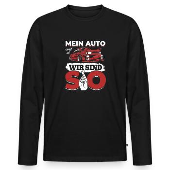 Ma voiture et moi, nous sommes SO - PS amoureux - T-shirt manches longues Premium bio Homme - noir - Devant - Nico (187cm)