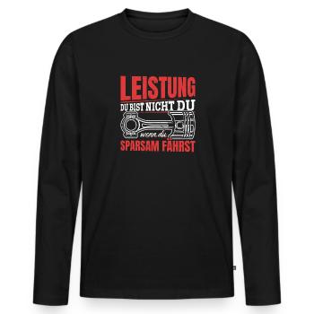 Hubraum Du bist nicht du, wenn du Sparsam fährst - Männer Premium Bio Langarmshirt - Schwarz - Vorne - Nico (187cm)