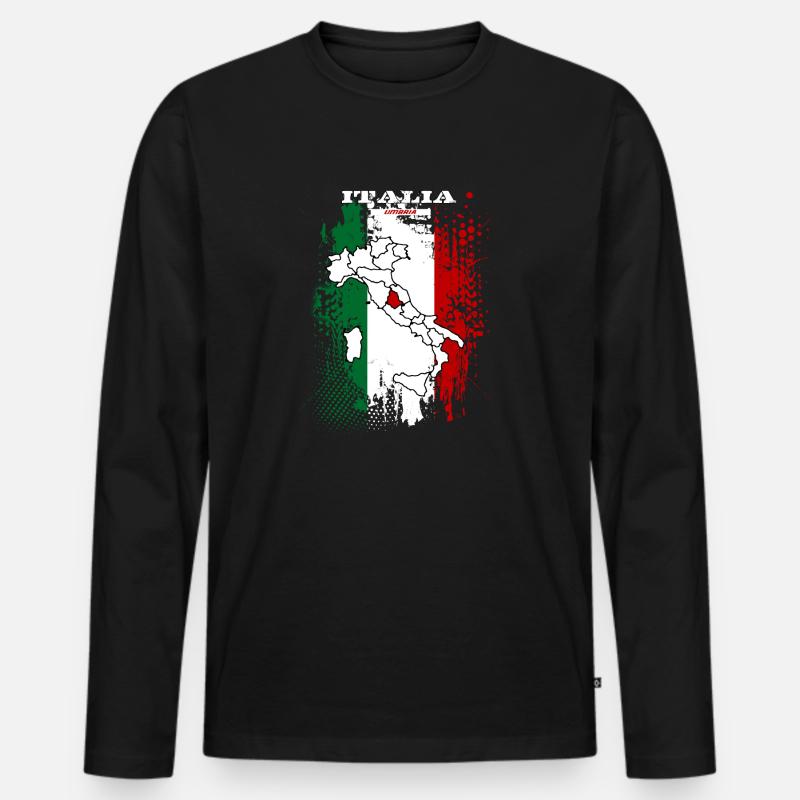 Umbria - Männer Premium Bio Langarmshirt - Schwarz
