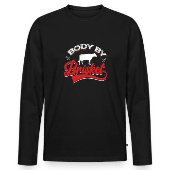 Body of Brisket - Funny bbq smoker - Men's Premium Organic Long Sleeve Shirt - black - Front - Nico (187cm)