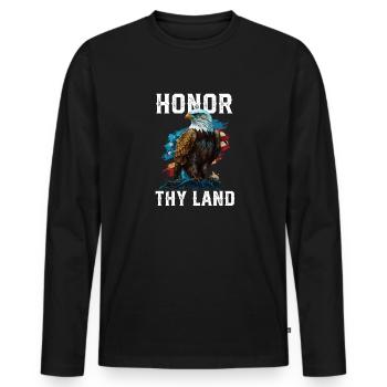 Honore ta terre Pygargue à tête blanche américain Amérique États-Unis - T-shirt manches longues Premium bio Homme - noir - Devant - Nico (187cm)