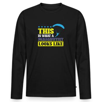 Voici à quoi ressemble un parachutiste - T-shirt manches longues Premium bio Homme - noir - Devant - Nico (187cm)