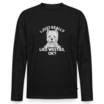 West Highland White Terrier Westie - Männer Premium Bio Langarmshirt - Schwarz - Vorne - Nico (187cm)