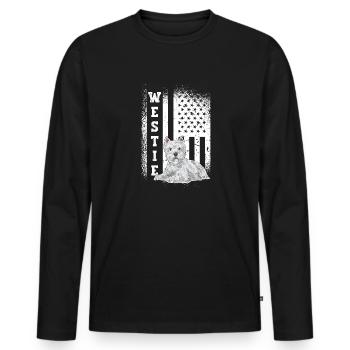 West Highland White Terrier Westie - Männer Premium Bio Langarmshirt - Schwarz - Vorne - Nico (187cm)