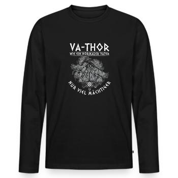 Herren Vathor - Vatertag Vatertagsgeschenk Viking - Männer Premium Bio Langarmshirt - Schwarz - Vorne - Nico (187cm)