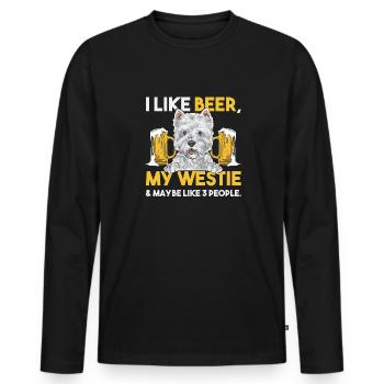 West Highland White Terrier Westie - T-shirt manches longues Premium bio Homme - noir - Devant - Nico (187cm)