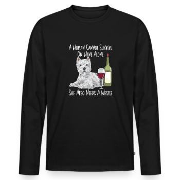 West Highland White Terrier Westie - Men's Premium Organic Long Sleeve Shirt - black - Front - Nico (187cm)