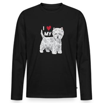 West Highland White Terrier Westie - T-shirt manches longues Premium bio Homme - noir - Devant - Nico (187cm)