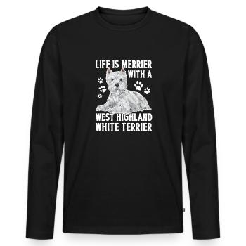 West Highland White Terrier Westie - T-shirt manches longues Premium bio Homme - noir - Devant - Nico (187cm)
