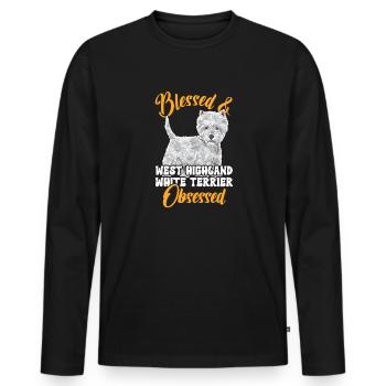 West Highland White Terrier Westie - Men's Premium Organic Long Sleeve Shirt - black - Front - Nico (187cm)