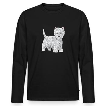 West Highland White Terrier Westie - T-shirt manches longues Premium bio Homme - noir - Devant - Nico (187cm)