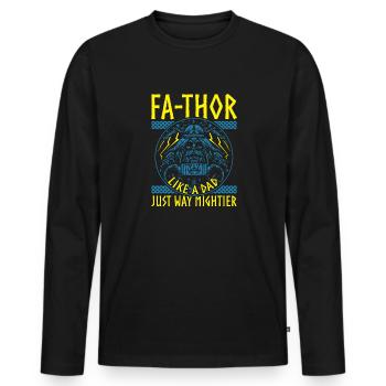 Herren Vathor - Vatertag Vatertagsgeschenk Viking - Männer Premium Bio Langarmshirt - Schwarz - Vorne - Nico (187cm)