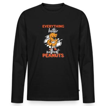 Alles Ist Besser Ohne Erdnüsse Erdnuss-allergiker - Männer Premium Bio Langarmshirt - Schwarz - Vorne - Nico (187cm)