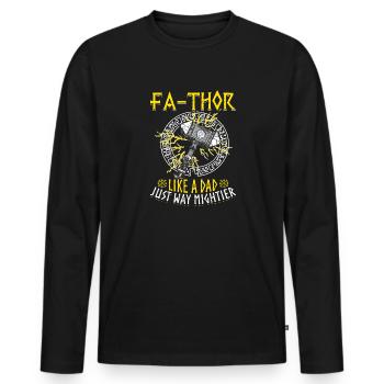 Herren Vathor - Vatertag Vatertagsgeschenk Viking - Männer Premium Bio Langarmshirt - Schwarz - Vorne - Nico (187cm)