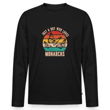 Monarque papillon monarque américain papillon monarque - T-shirt manches longues Premium bio Homme - noir - Devant - Nico (187cm)