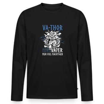 Herren Vathor - Vatertag Vatertagsgeschenk Viking - Männer Premium Bio Langarmshirt - Schwarz - Vorne - Nico (187cm)