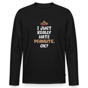 Ich Hasse Erdnüsse Erdnuss-allergiker - Männer Premium Bio Langarmshirt - Schwarz - Vorne - Nico (187cm)