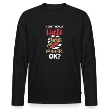 Ich Hasse Erdnüsse Erdnuss-allergiker - Männer Premium Bio Langarmshirt - Schwarz - Vorne - Nico (187cm)