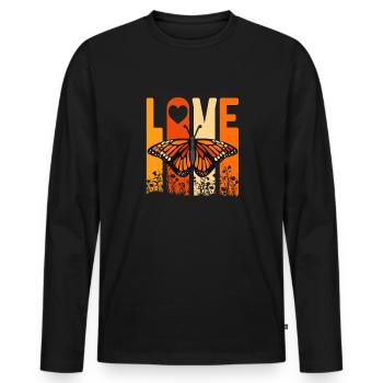 Monarque papillon monarque américain papillon monarque - T-shirt manches longues Premium bio Homme - noir - Devant - Nico (187cm)
