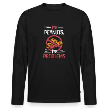 Keine Erdnüsse Keine Probleme Erdnuss-allergiker - Männer Premium Bio Langarmshirt - Schwarz - Vorne - Nico (187cm)